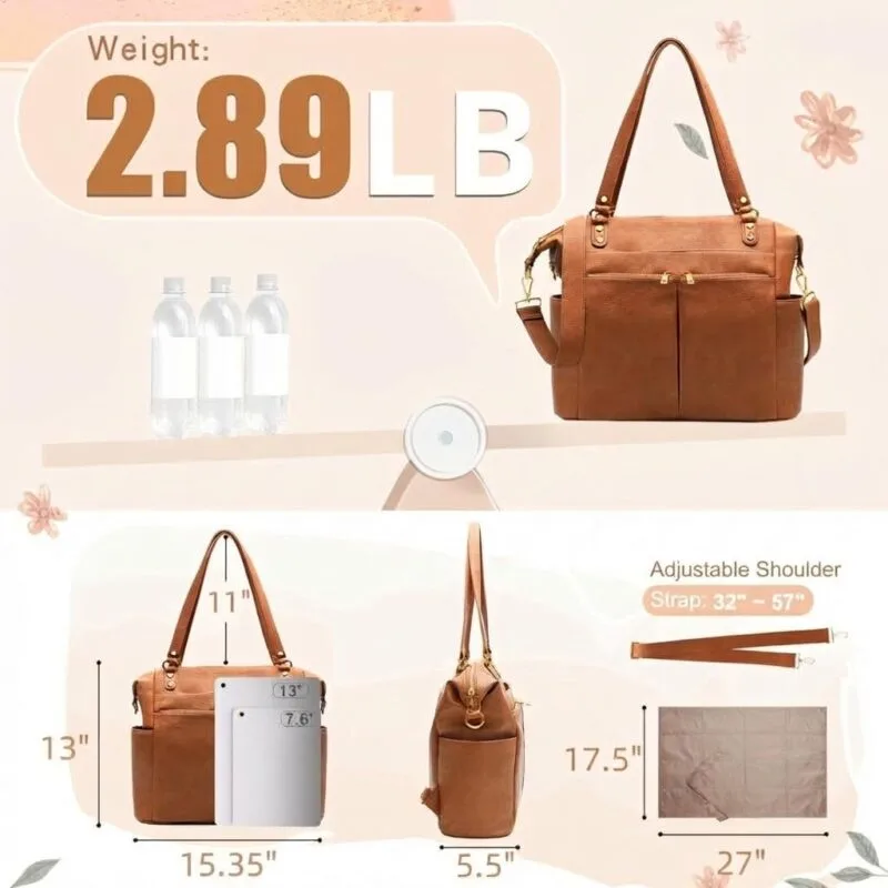 MOMINSIDE Diaper Bag Tote Convertible Diaper Bag Backpack Tote Leather | 4 in 1 Baby Bag Hospital bag 13 Pockets Travel Diaper Tote Pañaleras Para Bebe with Changing Pad for Mom...