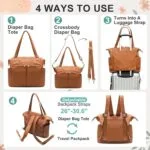 MOMINSIDE Diaper Bag Tote Convertible Diaper Bag Backpack Tote Leather | 4 in 1 Baby Bag Hospital bag 13 Pockets Travel Diaper Tote Pañaleras Para Bebe with Changing Pad for Mom...