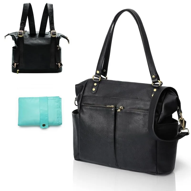 MOMINSIDE Diaper Bag Tote Convertible Diaper Bag Backpack Tote Leather | 4 in 1 Baby Bag Hospital bag 13 Pockets Travel Diaper Tote Pañaleras Para Bebe with Changing Pad for Mom...