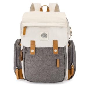 Parker Baby Co. Birch Bag, Birch Diaper Backpack, Insulated Pockets - Cream | Stylish diaper bag backpack with changing pad, stroller straps, 10+ pockets, and organized baby...