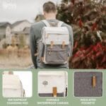 Parker Baby Co. Birch Bag, Birch Diaper Backpack, Insulated Pockets - Cream | Stylish diaper bag backpack with changing pad, stroller straps, 10+ pockets, and organized baby...