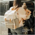 Parker Baby Co. Birch Bag, Birch Diaper Backpack, Insulated Pockets - Cream | Stylish diaper bag backpack with changing pad, stroller straps, 10+ pockets, and organized baby...