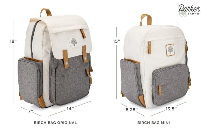 Parker Baby Co. Birch Bag, Birch Diaper Backpack, Insulated Pockets - Cream | Stylish diaper bag backpack with changing pad, stroller straps, 10+ pockets, and organized baby...