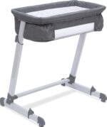Simmons Kids By The Bed City Sleeper Bassinet - Adjustable Height Portable Crib with Wheels Airflow Mesh Grey Tweed | Babyz Corner Simmons Kids By The Bed City Sleeper Bassinet - Adjustable Height Portable Crib with Wheels & Airflow Mesh, Grey Tweed