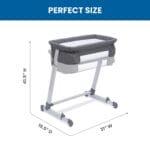 Simmons Kids By The Bed City Sleeper Bassinet - Adjustable Height Portable Crib with Wheels Airflow Mesh Grey Tweed | Babyz Corner Simmons Kids By The Bed City Sleeper Bassinet - Adjustable Height Portable Crib with Wheels & Airflow Mesh, Grey Tweed