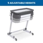 Simmons Kids By The Bed City Sleeper Bassinet - Adjustable Height Portable Crib with Wheels Airflow Mesh Grey Tweed | Babyz Corner Simmons Kids By The Bed City Sleeper Bassinet - Adjustable Height Portable Crib with Wheels & Airflow Mesh, Grey Tweed