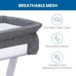 Simmons Kids By The Bed City Sleeper Bassinet - Adjustable Height Portable Crib with Wheels Airflow Mesh Grey Tweed | Babyz Corner Simmons Kids By The Bed City Sleeper Bassinet - Adjustable Height Portable Crib with Wheels & Airflow Mesh, Grey Tweed