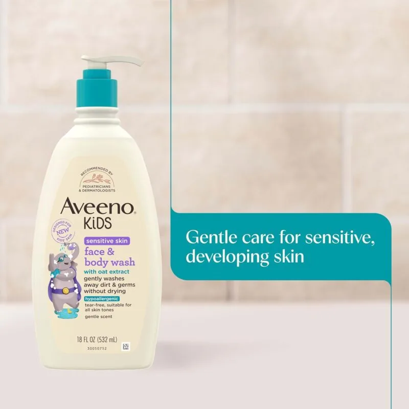 Aveeno Kids Face & Body Wash, Sensitive Skin, 18 fl. oz