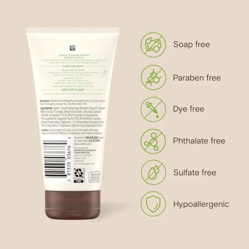 Aveeno Positively Radiant Skin Brightening Daily Face Wash Scrub, 5 oz