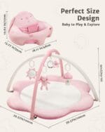 3-in-1 Baby Play Mat, Baby Seats for Infants for Sitting Up, Tummy Time Mat with 5 Detachable Toys, Activity Gym & Playmats for Babies 0-6 6-12 Months, Newborn Babies Shower Gifts
