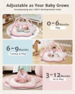 3-in-1 Baby Play Mat, Baby Seats for Infants for Sitting Up, Tummy Time Mat with 5 Detachable Toys, Activity Gym & Playmats for Babies 0-6 6-12 Months, Newborn Babies Shower Gifts