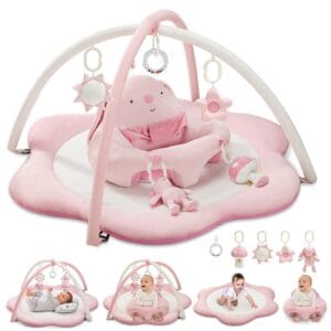 3-in-1 Baby Play Mat Baby Seats for Infants for Sitting Up Tummy Time Mat with 5 Detachable Toys Activity Gym Playmats for Babies 0-6 6-12 Months Newborn Babies Shower Gifts | Babyz Corner 3-in-1 Baby Play Mat, Baby Seats for Infants for Sitting Up, Tummy Time Mat with 5 Detachable Toys, Activity Gym & Playmats for Babies 0-6 6-12 Months, Newborn Babies Shower Gifts