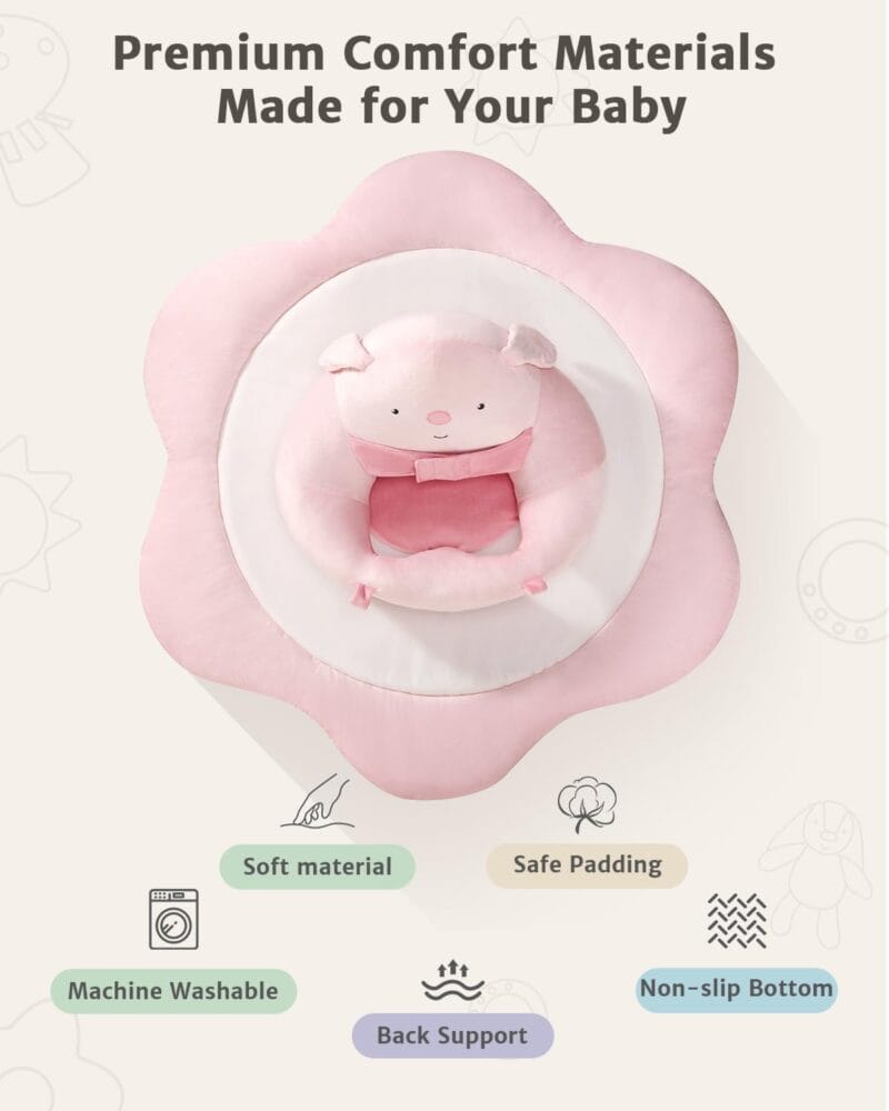 3-in-1 Baby Play Mat, Baby Seats for Infants for Sitting Up, Tummy Time Mat with 5 Detachable Toys, Activity Gym & Playmats for Babies 0-6 6-12 Months, Newborn Babies Shower Gifts