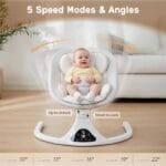 Electric Baby Swing with Remote Control5 SpeedsPortableCozy0-12MGrey | Babyz Corner Electric Baby Swing with Remote Control,5 Speeds&Portable&Cozy(0-12M,Grey)