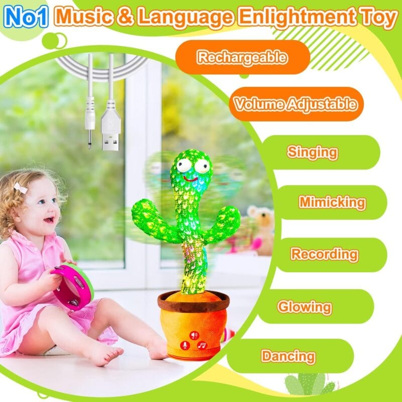 Rechargeable Dancing Talking Cactus Toy Volume Adjustable Baby Toys | Babyz Corner Rechargeable Dancing Talking Cactus Toy, Volume Adjustable Baby Toys