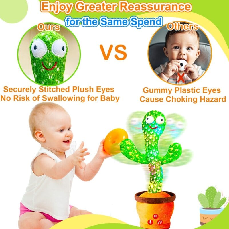 Rechargeable Dancing Talking Cactus Toy, Volume Adjustable Baby Toys