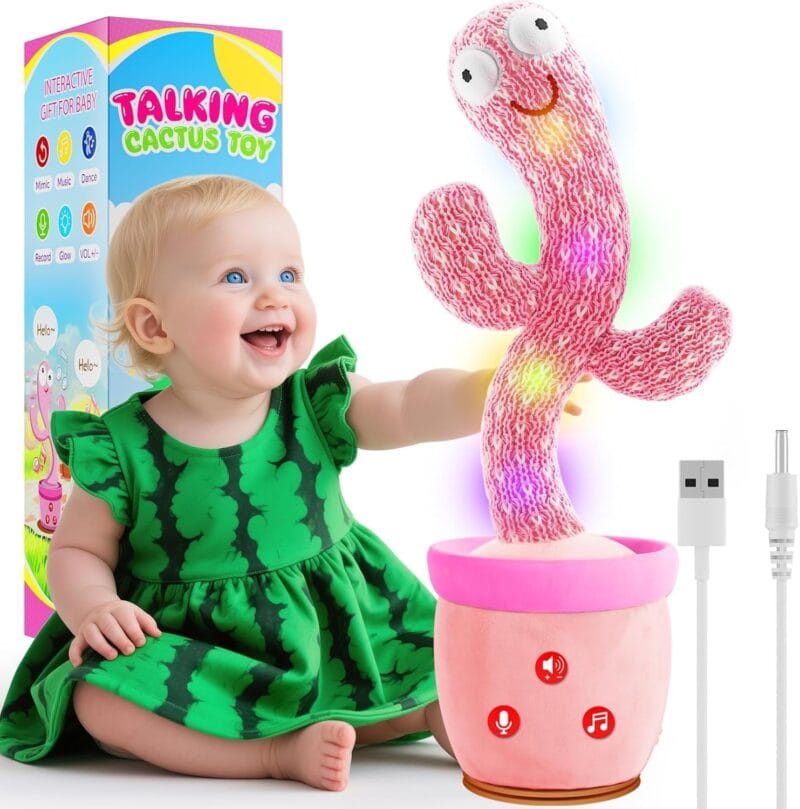 Rechargeable Dancing Talking Cactus Toy, Volume Adjustable Baby Toys